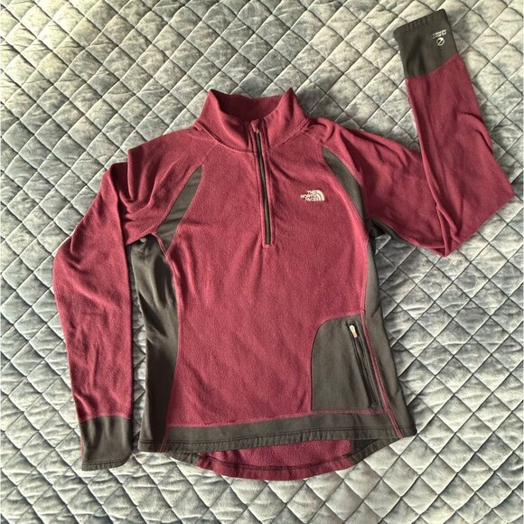 The North Face Womens Quarter-Zip Fleece Pullover Burgundy/Black M - Picture 1 of 5